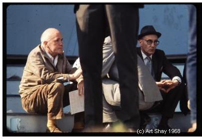 Pic: "Jean Genet and William Burroughs, with a standing Norman Mailer" - © 1968 Art Shay - Please do not steal - Size: 21k
