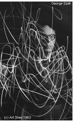 Pic: "Conductor George Szell makes light of Tchaikovsky..." - © 1963 Art Shay - Please do not steal - Size: 25k