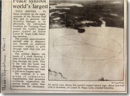 Pic: "World Largest Half-Mile Peace Sign," Plattsburgh Press Republican, New York, March 17, 1991 - Size: 13k